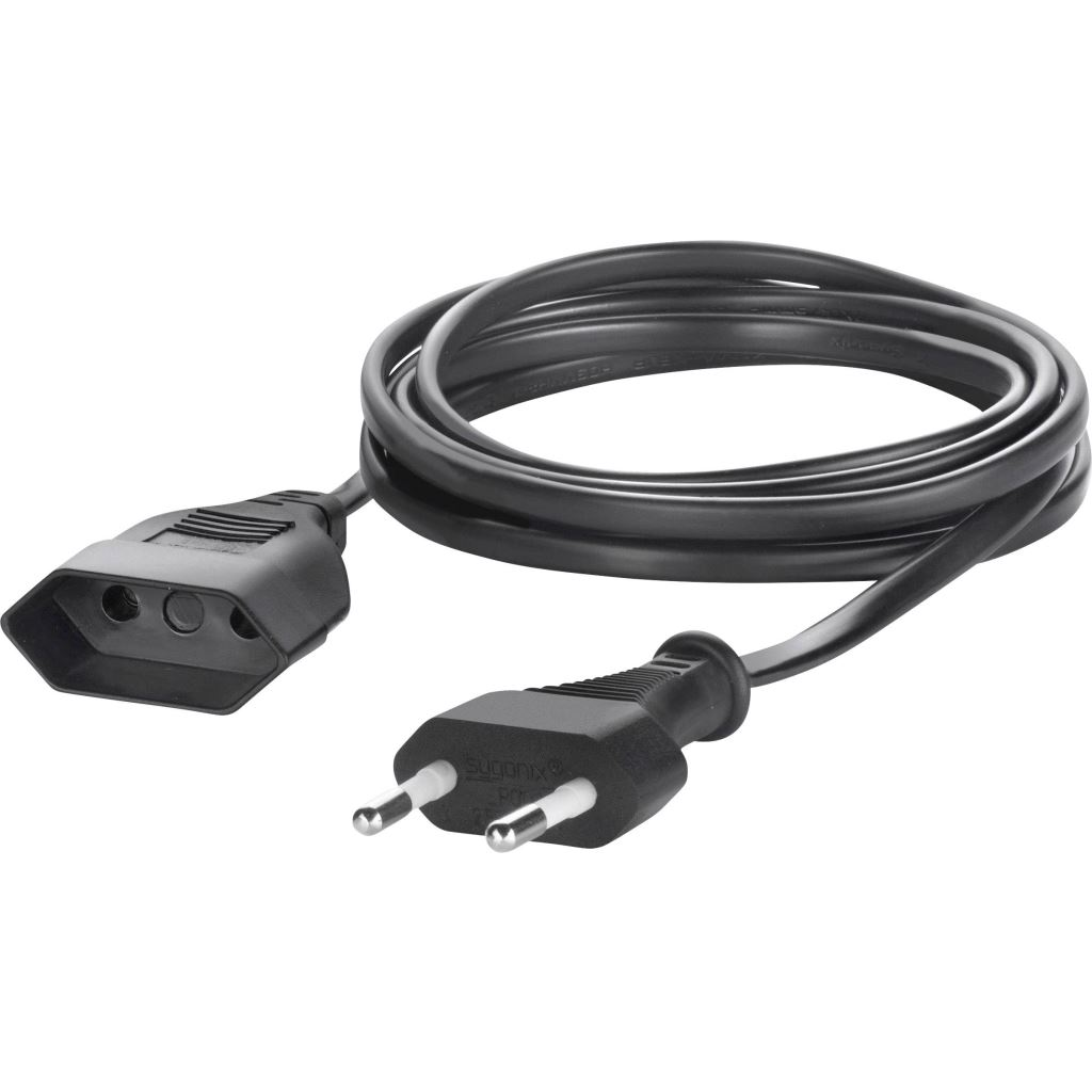 Sygonix SY-5042682 Áram Hosszabbítókábel Fekete 2.00 m (SY-5042682)