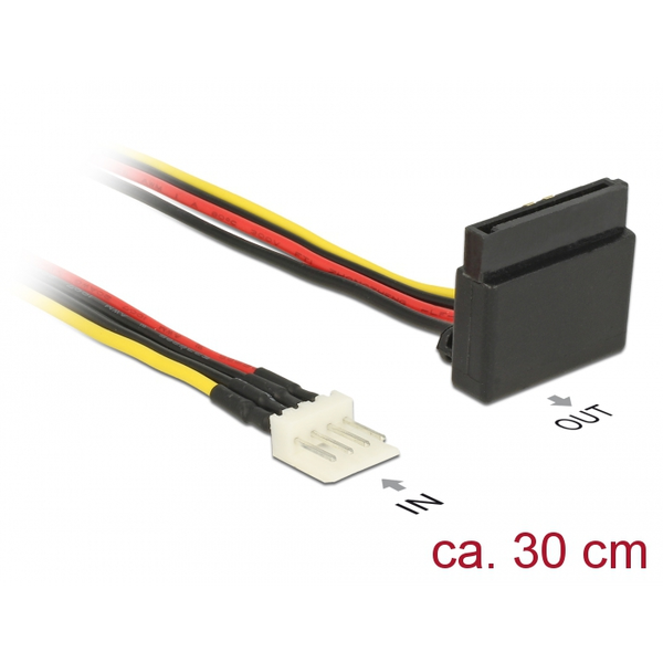 Napájací kábel SATA 15-pin samica na Floppy 4-pin samec, 30cm Delock 85511