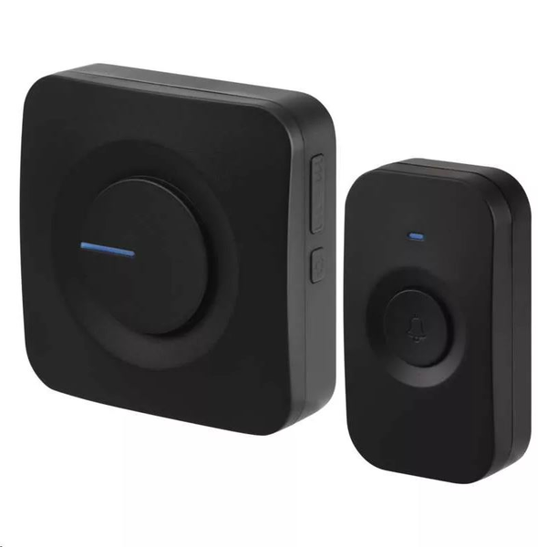 Безжичен звънец Emos DC P5728, Светлинна сигнализация, 52 мелодии, Регулируема сила на звука, 90 dB, 180 м, Черен