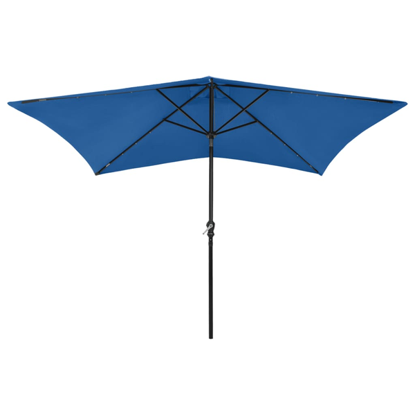 Umbrelă de soare cu stâlp din oțel & LED-uri, albastru, 2x3 m