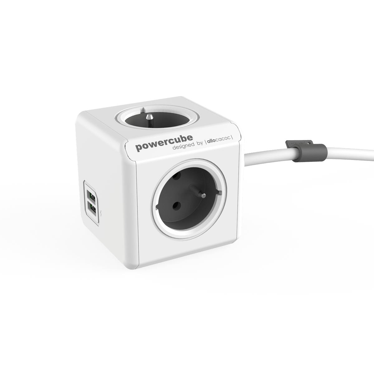 Allocacoc PowerCube Extended 4 csatlakozós elosztó 2 USB porttal (2404/FREUPC)