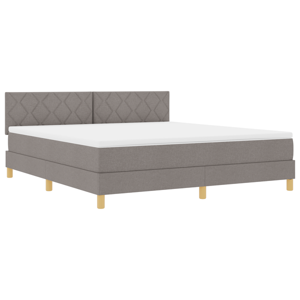 Pat cu arcuri cu saltea și LED Gri taupe 180x200 cm Țesătură