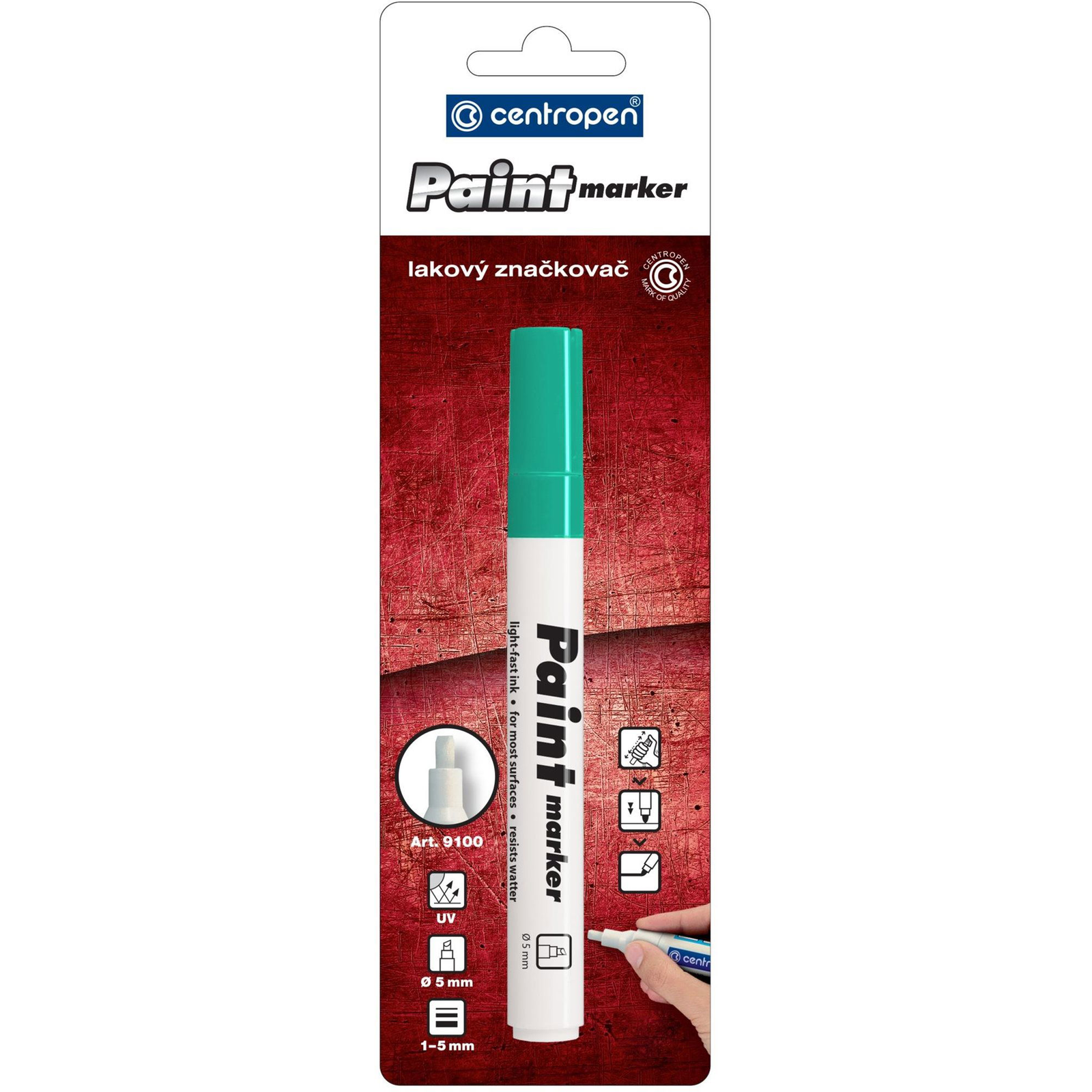 CENTROPEN 9100 - lakk, 2-5mm, zöld (8595013636077)