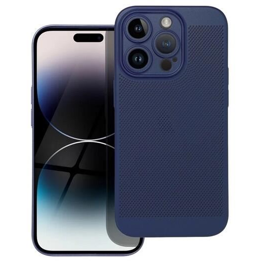 Gigapack Apple iPhone 14 Pro légáteresztő, lyukacsos műanyag tok sötétkék (GP-142618) (GP-142618)