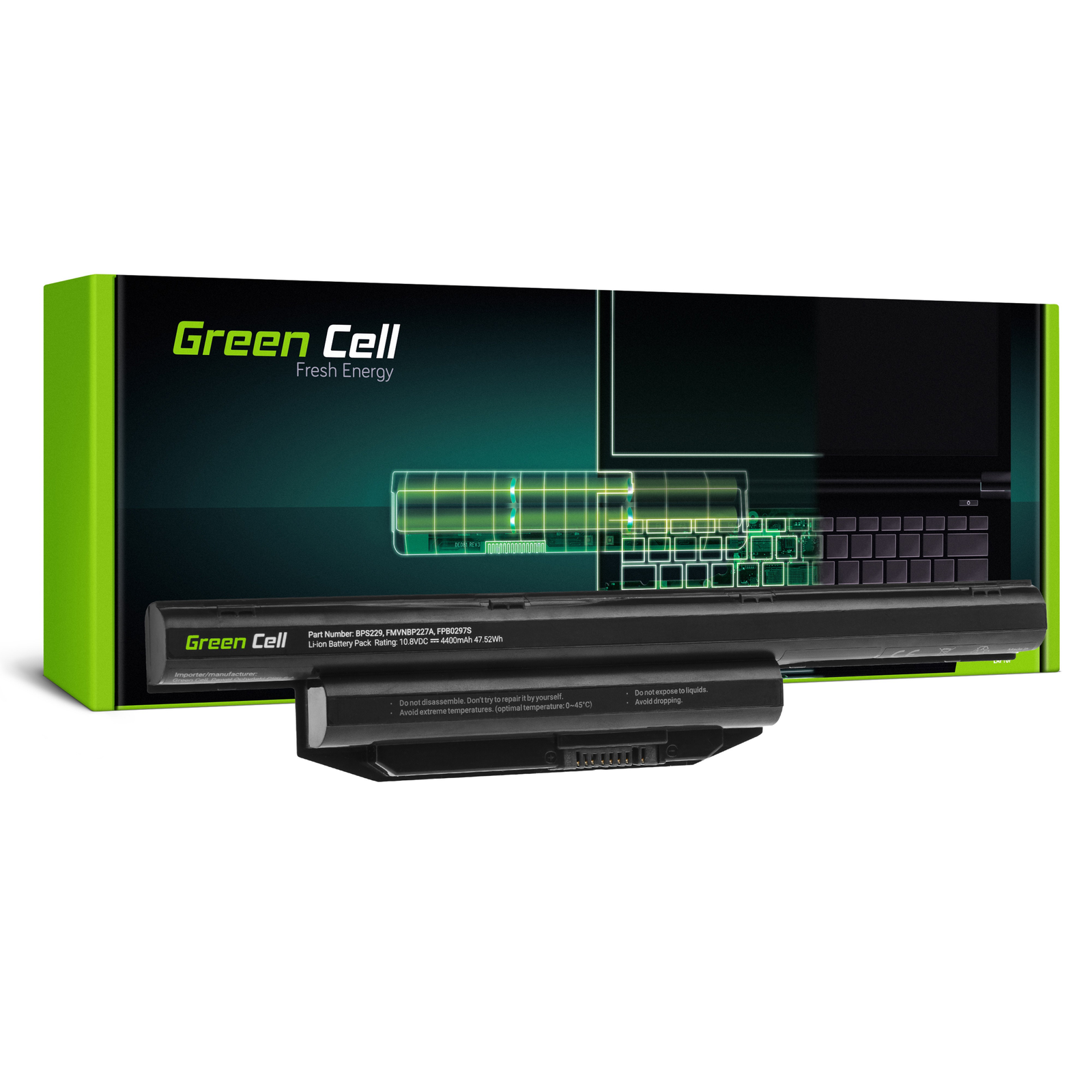 Green Cell FS31 Fujitsu LifeBook xxx Notebook akkumulátor 4400 mAh (FS31)