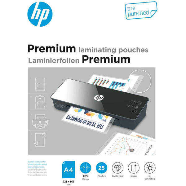 HP Laminierfolien Premium A4 125 Micron  25x mit Lochung