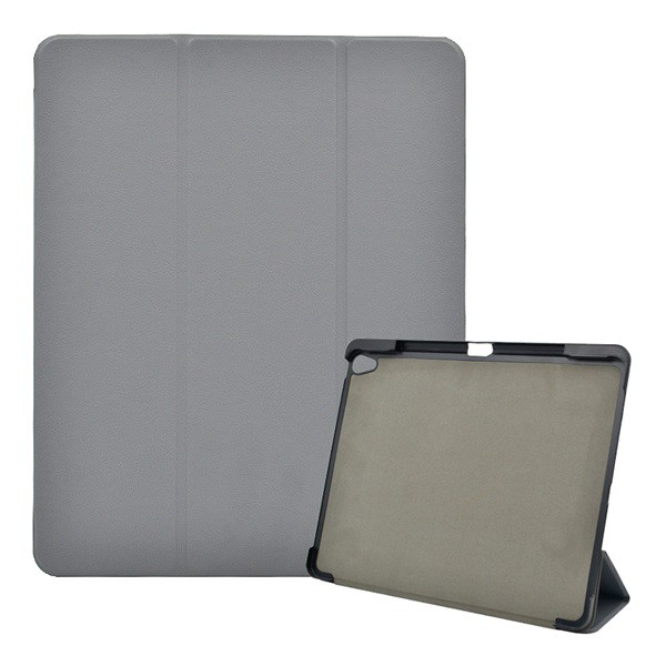 Tok álló, bőr hatású (aktív FLIP, oldalra nyíló, TRIFOLD asztali tartó funkció, pencil tartó) SZÜRKE [Apple IPAD Pro 12.9 (2018)] (5996457257089)