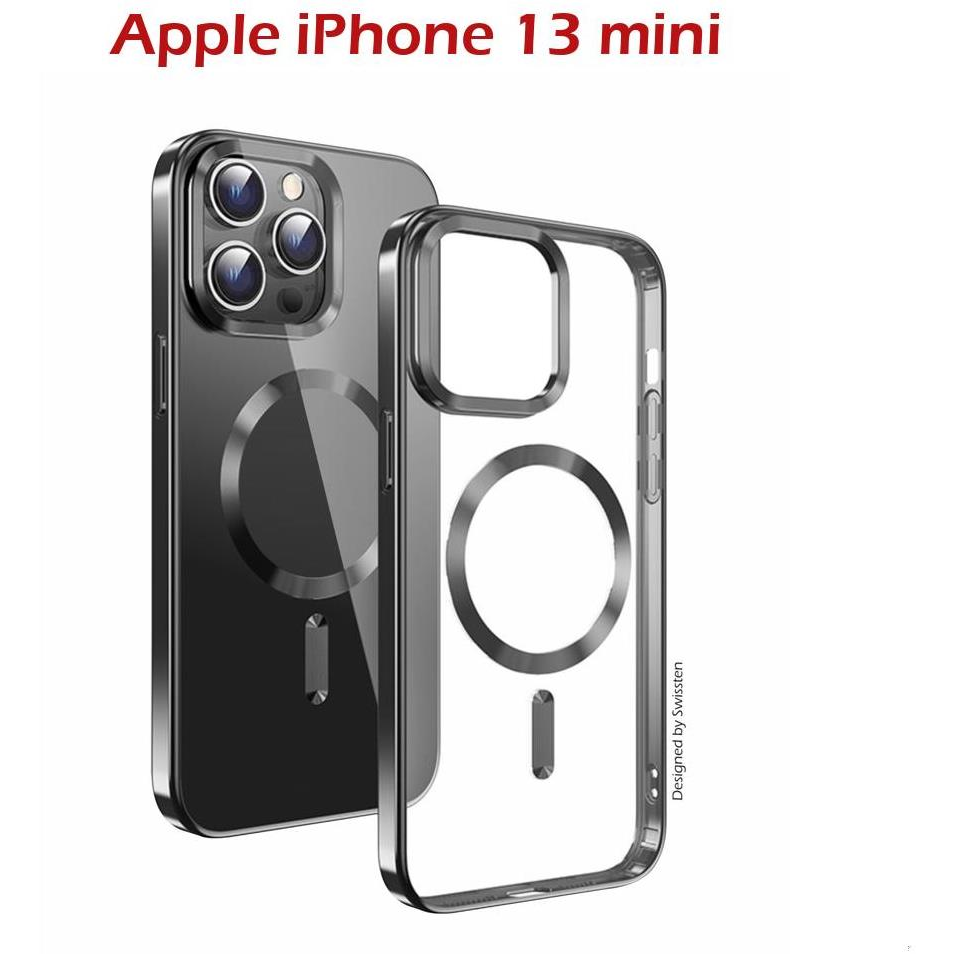 Swissten Clear Jelly MagStick Metallic iPhone 13 mini fekete tok (36500104)