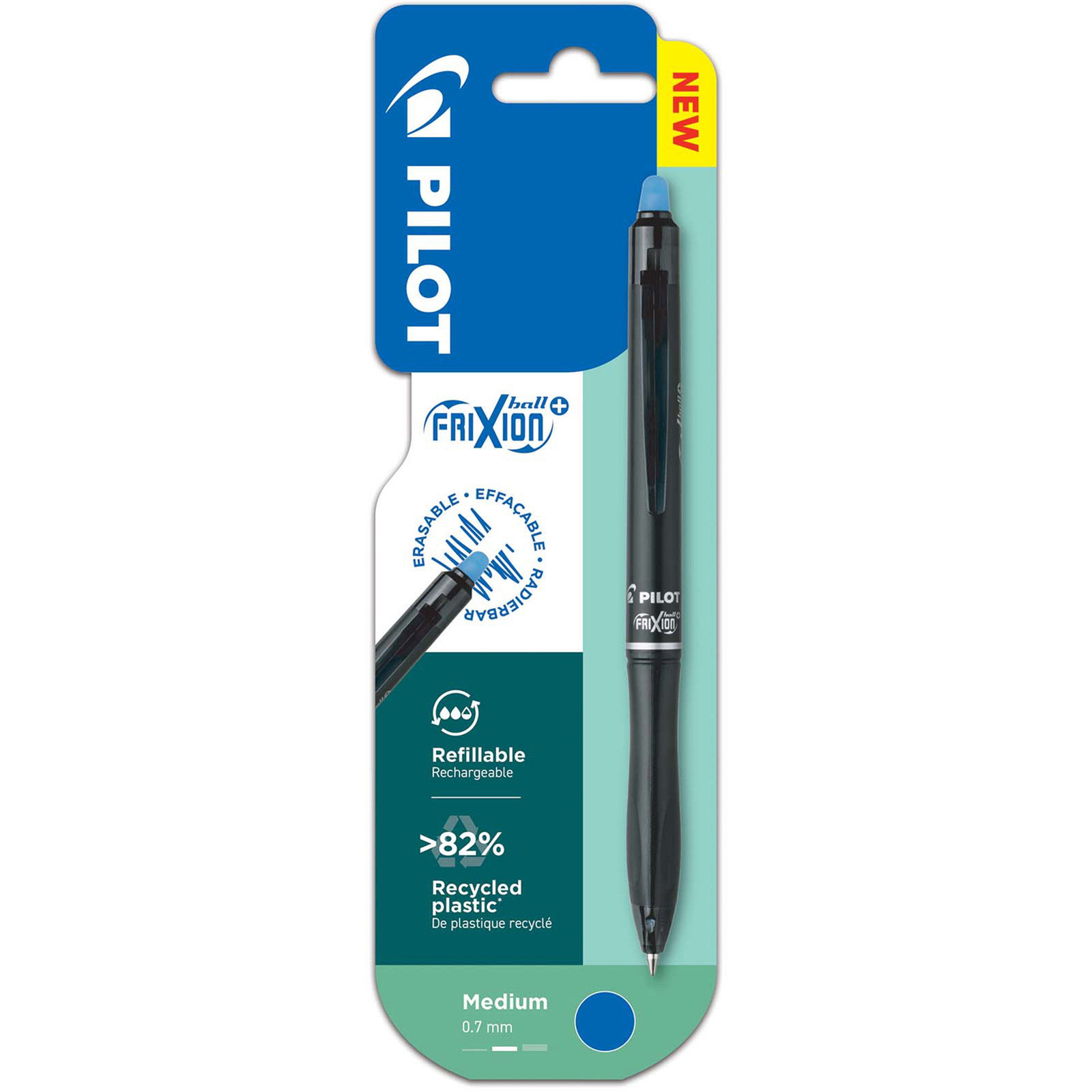 Pilot FriXion Ball Plus 07, R, fekete hegy kék radírral (BLI448051)