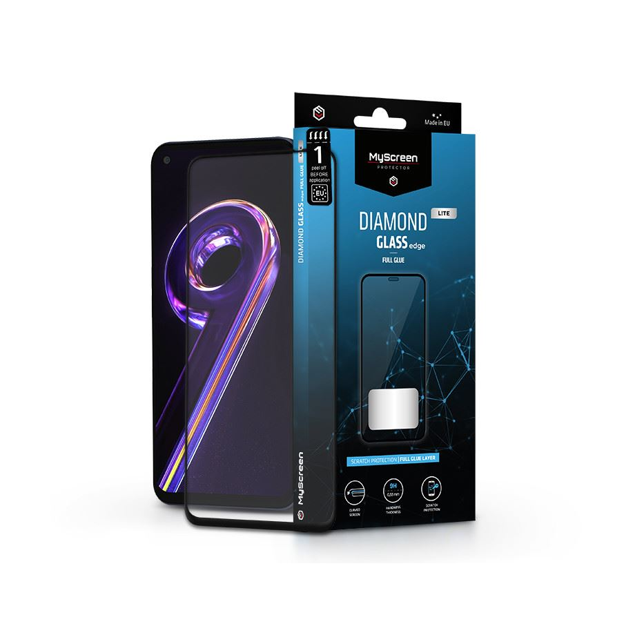 MyScreen Protector Diamond Glass Lite Edge2.5D Full Glue Realme 9 Pro edzett üveg képernyővédő fólia fekete kerettel (LA-2188) (LA-2188)