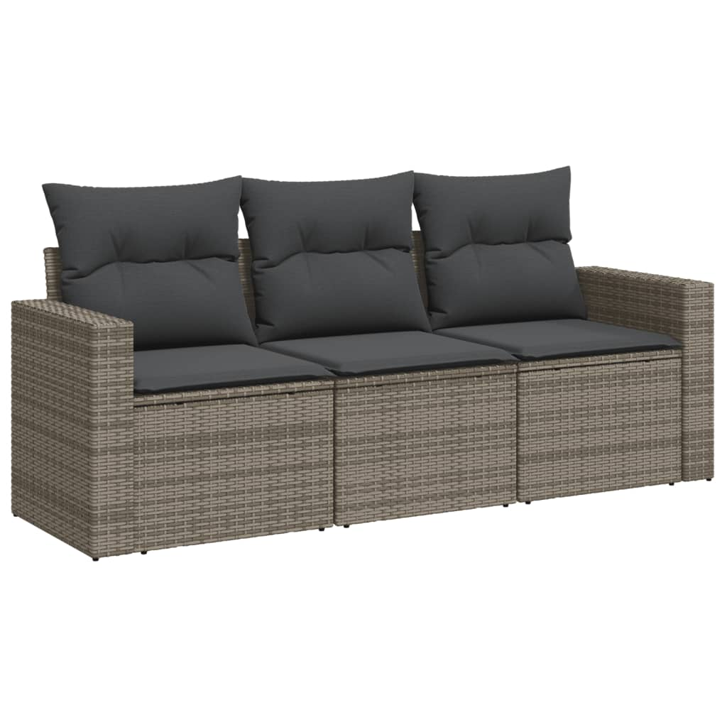 3 részes szürke polyrattan kerti ülőgarnitúra párnákkal (3250997)