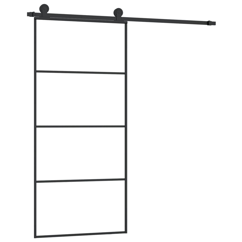 ESG üveg és alumínium tolóajtó fémszerelvény-szettel 90x205 cm (3152147)