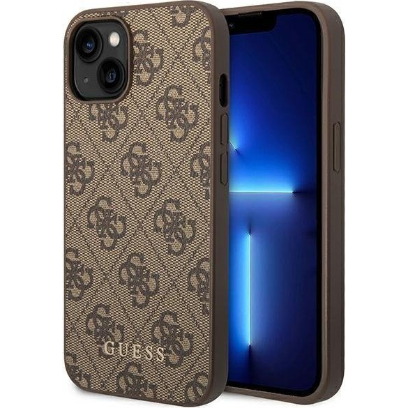 Guess 4G Metal Gold Apple iPhone 14 Plus hátlap tok, barna (GUE1903)