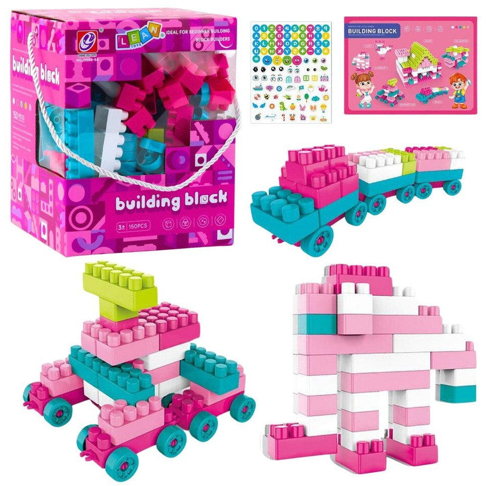Építőkockák 3D matricák Pasztellrózsaszín 150 db..  23506 (23506)