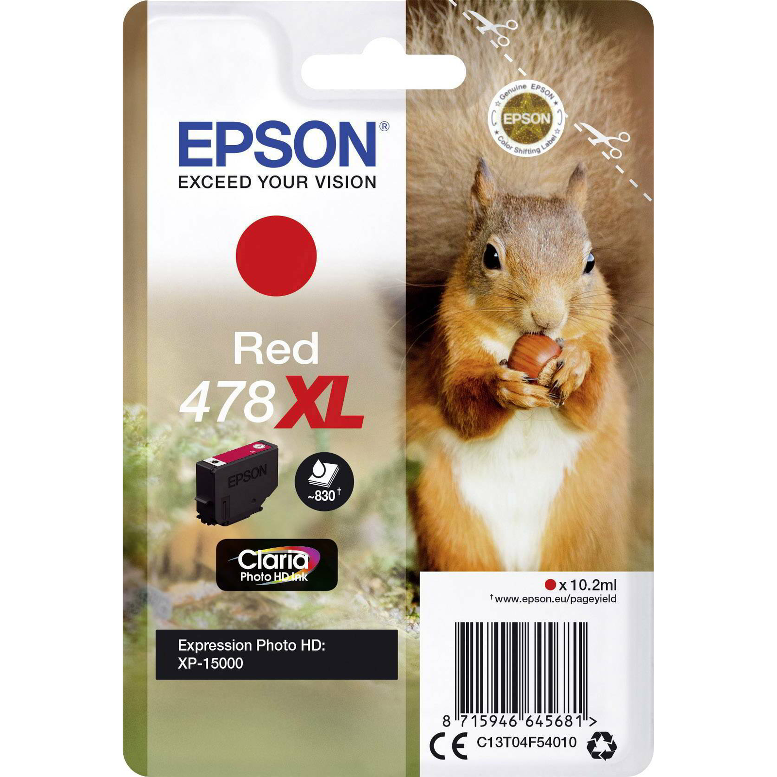 Epson 478XL Eredeti Tintapatron Piros (C13T04F54010)