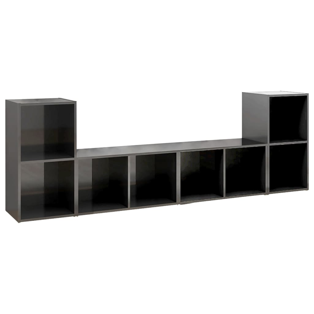 4 db magasfényű szürke forgácslap TV-szekrény 72 x 35 x 36,5 cm (3079978)