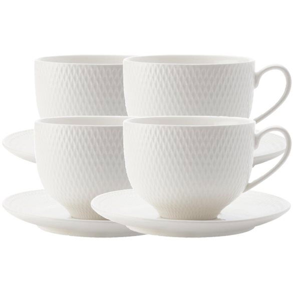Maxwell &amp; Williams DIAMONDS teáscsészekészlet csészealjakkal, 4 db, 220 ml (DV0028)