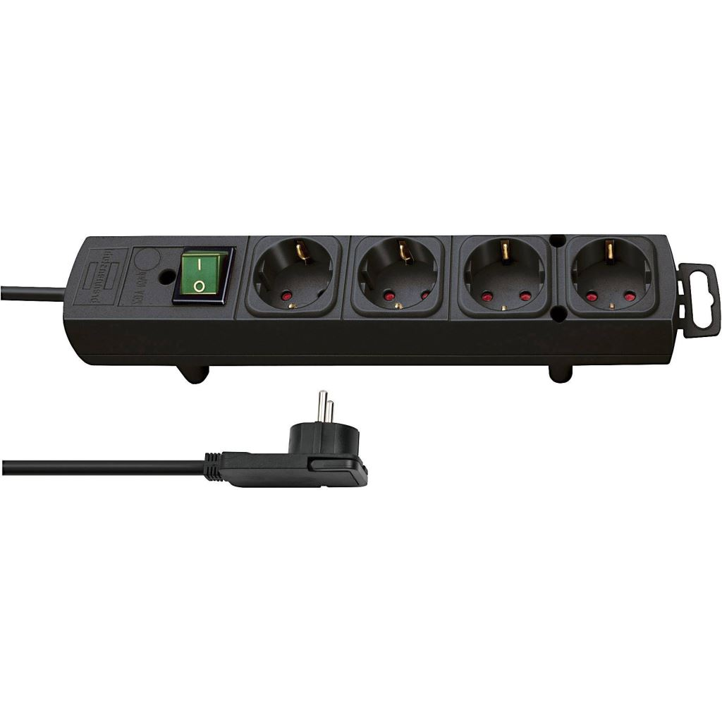 Brennenstuhl 1153100100 Hálózati elosztó, kapcsolható konnektor 4 részes aljzattal fekete 2m (b1153100100)