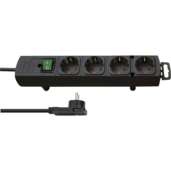 Brennenstuhl Comfort Line Regleta De Enchufes Con 4 Tomas De Corriente Para Montaje (cable De 2 M, Interruptor Iluminado, Montable, Enchufe Plano) Negro