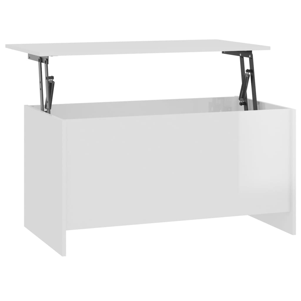 magasfényű fehér szerelt fa dohányzóasztal 102 x 55,5 x 52,5 cm (809671)