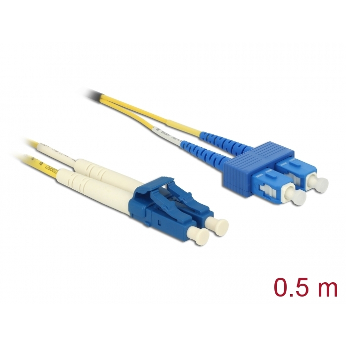 Delock Kábel, optikai szálas LC > SC egyszeres OS2, 0,5 m (86548) (86548)