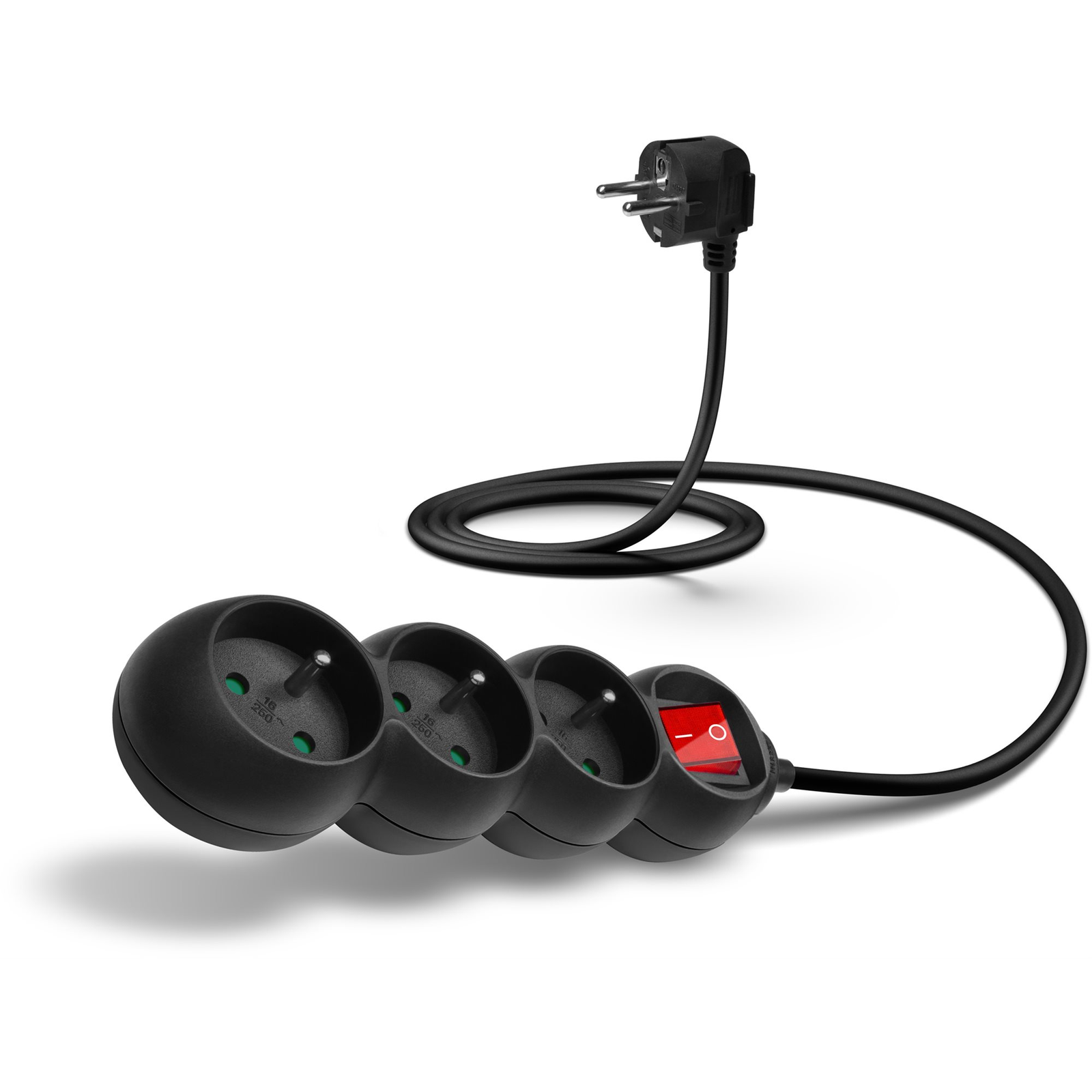 CONNECT IT hosszabbító 230 V, 3 aljzat + kapcsoló, 1,5 m, fekete (CES-1013-BK)