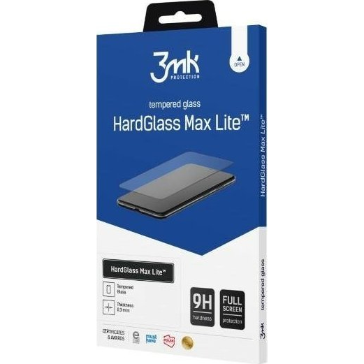 3mk HardGlass Max Lite edzett üvegfólia 9H Fekete Oppo A57 4G/A57 5G/A57e/A57s