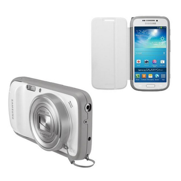 SAMSUNG tok álló, műanyag keret (FLIP, objektívhez porvédő) FEHÉR [Samsung Galaxy S4 Zoom (SM-C101)]