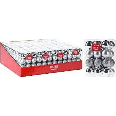 Karácsonyi Gömb Műanyag Ezüst 3 cm 24 db 1Cs (HV602418-SW-PRO)