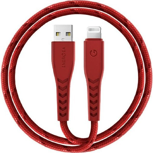 Energea Nyloflex C89 USB / Lightning MFI szövet töltő- és adatkábel, MFI 1.5m, piros (CBL-NF-RED150)