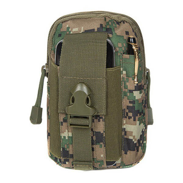 Калъф за телефон, стоящ, платно (щипка за колан, цип, 2 джоба, iPhone 7+ Plus 5,5 "размер, модел на полето) Зелен