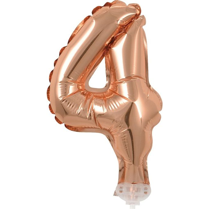 Szám Fólia Lufi Tortára - 13 cm, 4-es, Rose Gold (GODA1979)