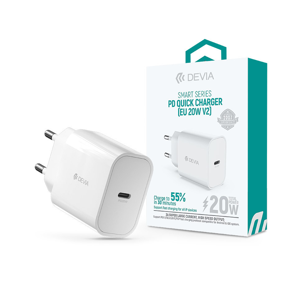 Devia Smart Series PD USB-C Hálózati töltő - Fehér (20W) (ST383830)