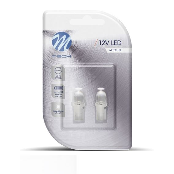 M-Tech T10 LED dióda domború fehér színű, pár (72LB010W) (72LB010W)
