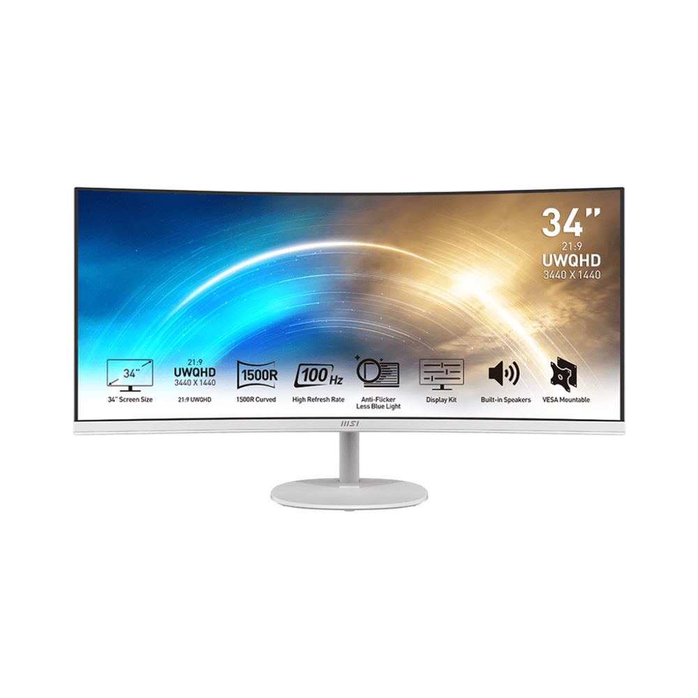 MSI PRO MP341CQW 34" UltraWide Quad HD ívelt monitor fehér (9S6-3PB2CT-007)