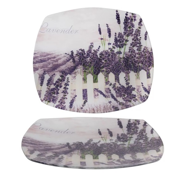 IRIS üveg kínáló levendula minta 30x20cm (102021)