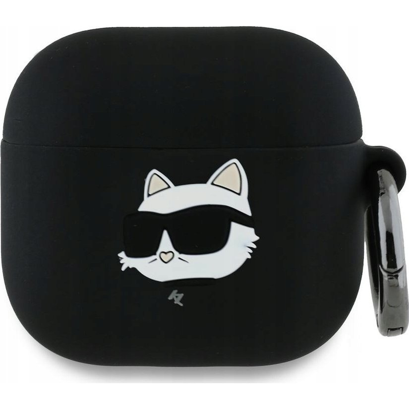 Karl Lagerfeld 3D Logo NFT Choupette Head Apple AirPods 4 szilikon tok, fekete (KLA4RUNCHK) (3666339398026)