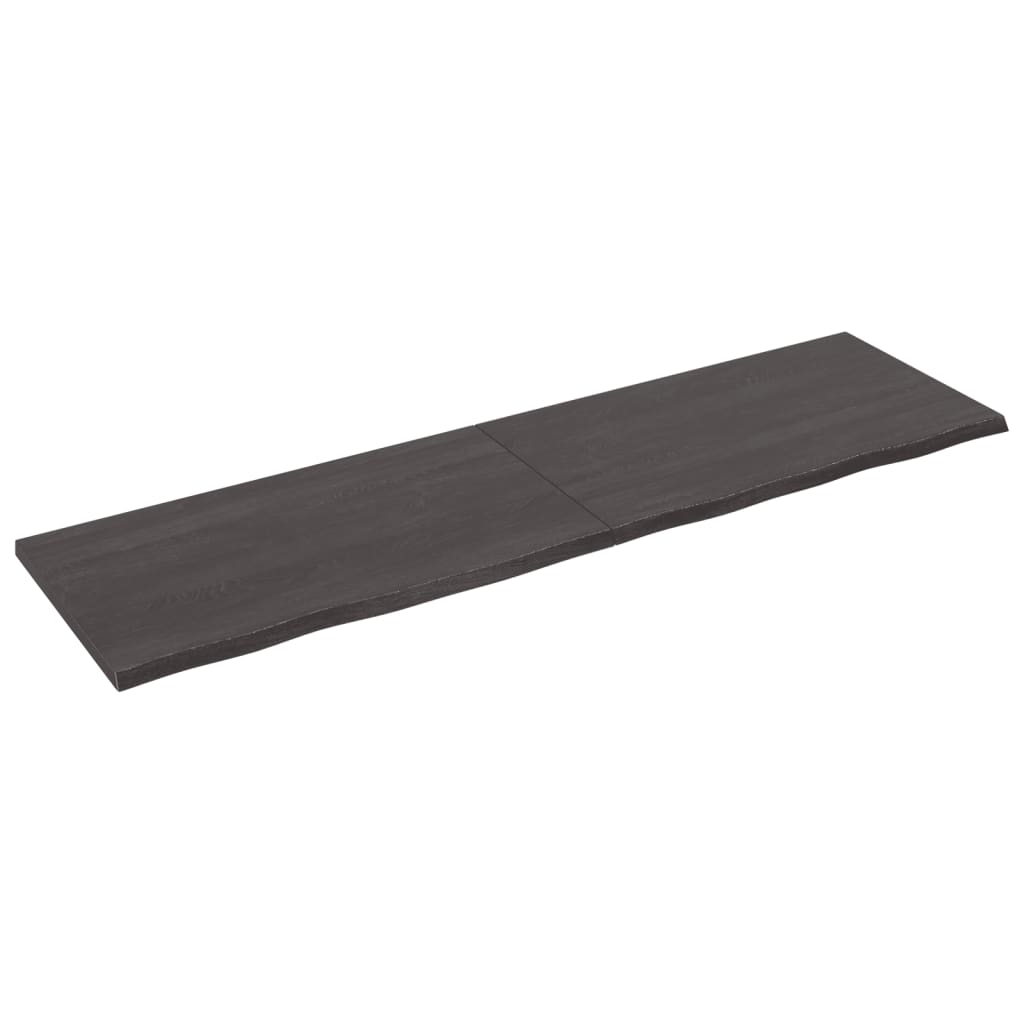 sötétbarna kezelt tömör tölgyfa fali polc 220 x 60 x (2-4) cm (363858)