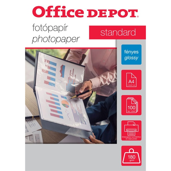 Office Depot Standard A4 Fényes fotópapír 180g/m2 (100db/csomag) (OD112256)