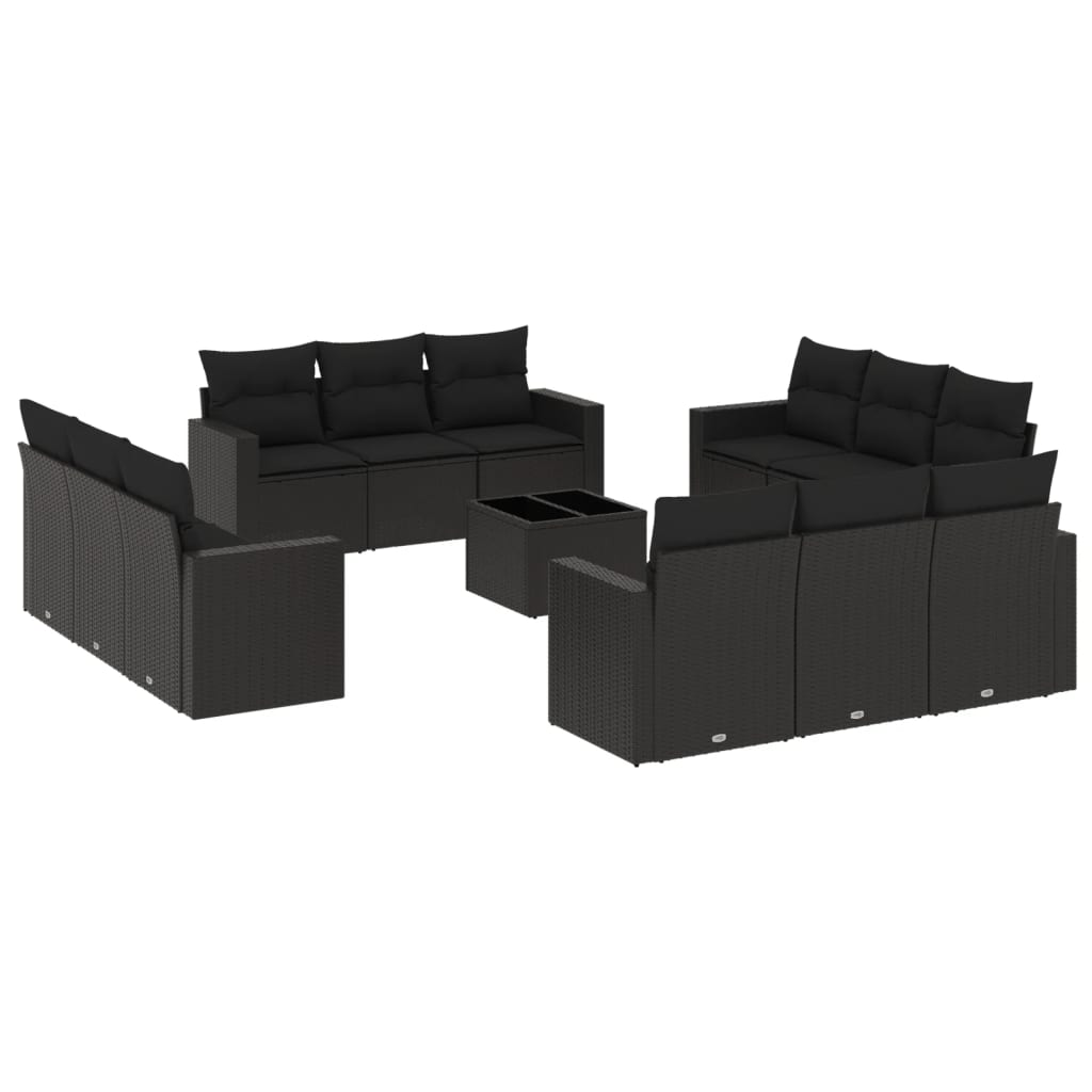 13 részes fekete polyrattan kerti ülőgarnitúra párnákkal (3251112)
