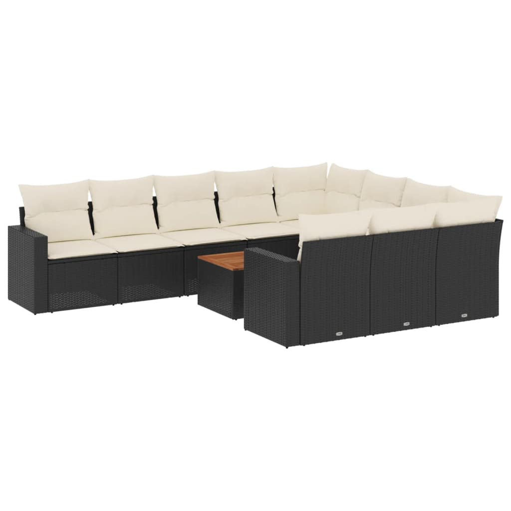 11 részes fekete polyrattan kerti ülőgarnitúra párnákkal (3256630)