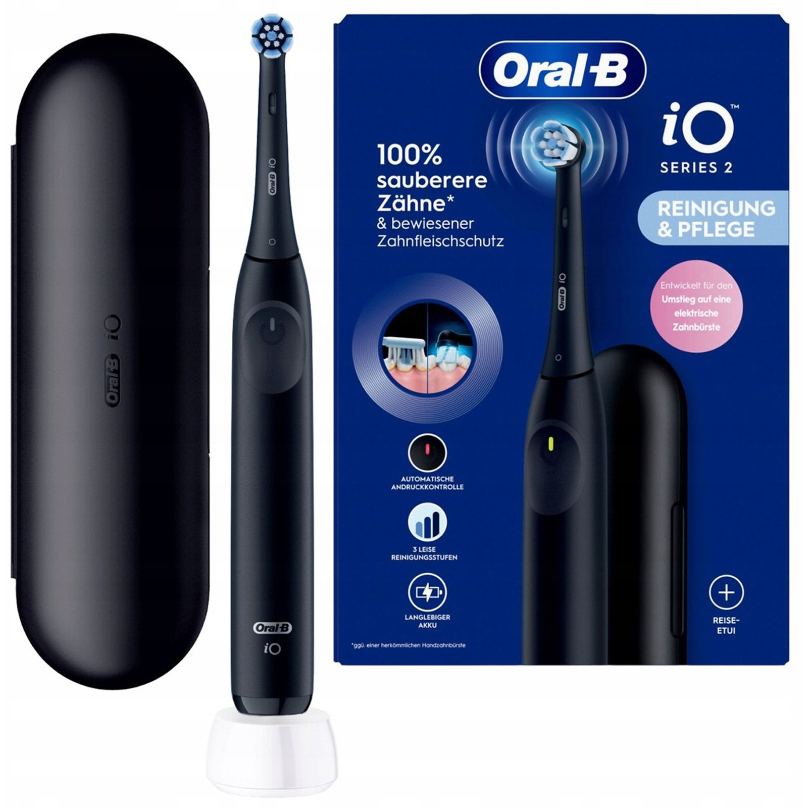 Oral-B iO Series 2 Elektromos Fogkefe Fekete Utazótokkal (615266)