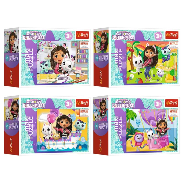 Puzzle Trefl Kočičí domeček Gabi miniMaxi 20 el. Barevný den Gabi 3+ 21156