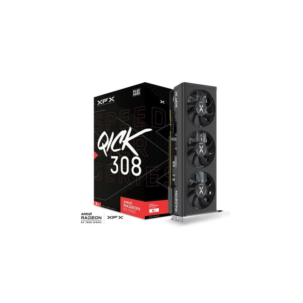 XFX Radeon RX 7600 8GB SPEEDSTER QICK 308 Black Edition videokártya (RX-76PQICKBY) (RX-76PQICKBY)