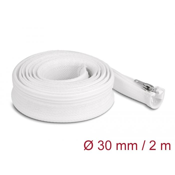 Delock Befont karmantyú zipzáras szorítóval hőállóság egészen 2 m x 30 mm-es fehér (20828) (DL20828)