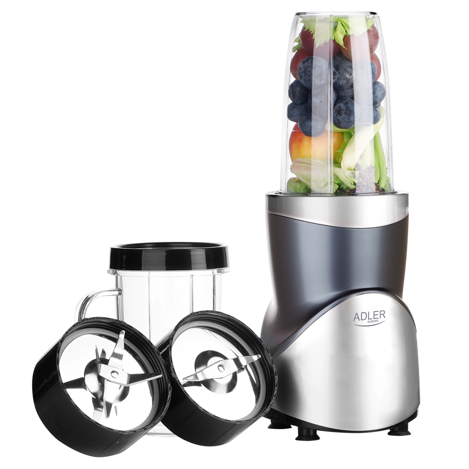 Adler AD 4084 Blender Smoothie Set Elektromos Turmixgép 0,7L / 1200 Watt - Fekete / Inox (AD 4084)