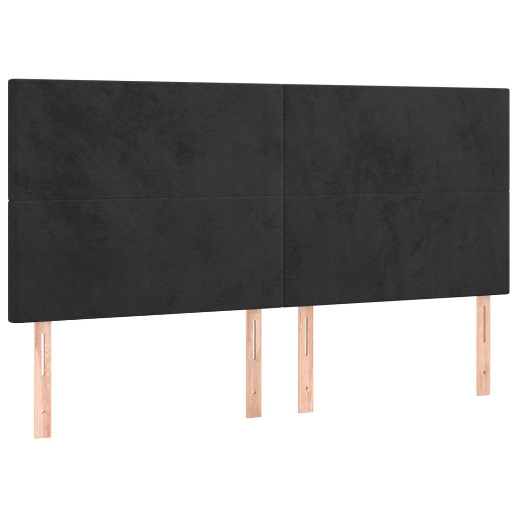 4 db fekete bársony fejtámla 100x5x78/88 cm (3116120)