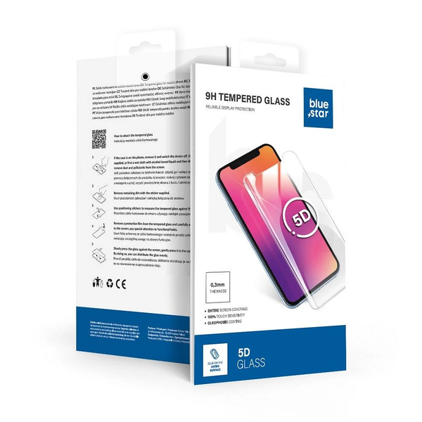 Samsung Galaxy A36 5G készülékhez Blue Star 5D edzett üvegfólia (teljes felületű ragasztás, tokbarát), fekete