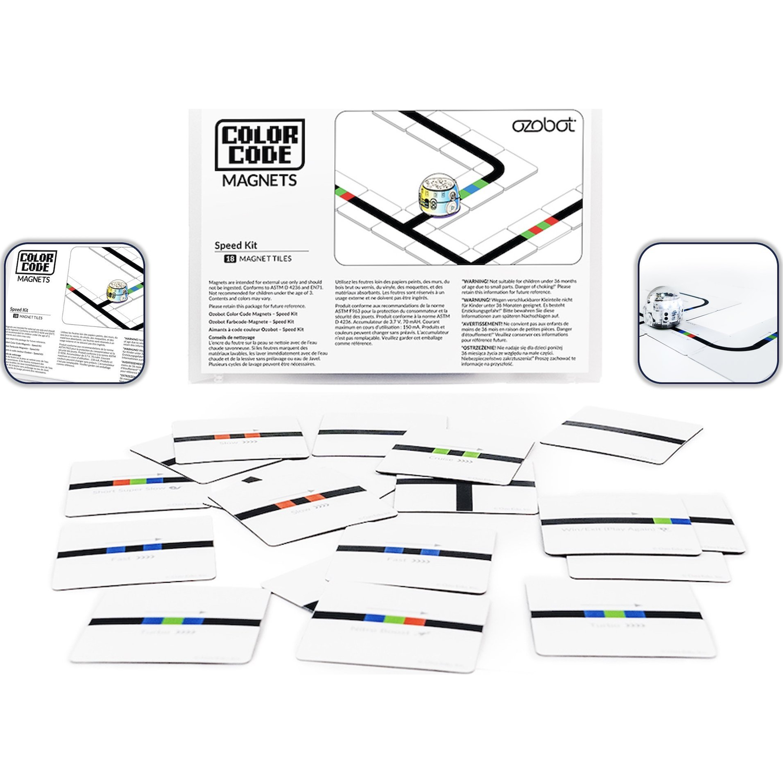 Ozobot 18 csempe színkód mágnes speciális mozgások készlet (OZO-035017-01)