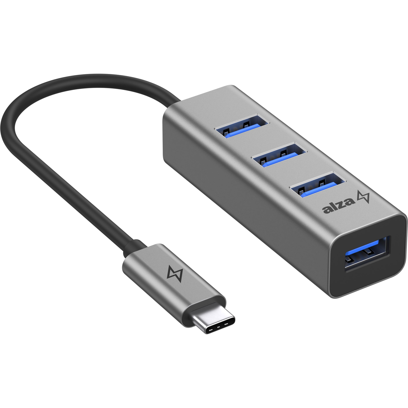 AlzaPower Metal USB Hub USB-C (M) to 4× USB-A 3.0 (F), asztroszürke (APW-HCA4A1Yv2)
